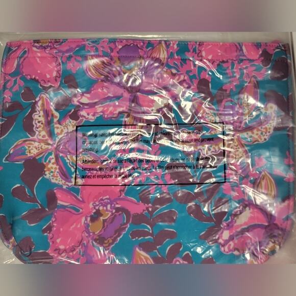 Lilly Pulitzer Neoprene Pouch – Blue Rhapsody Orchid You Not Swim GWP NIP - Picture 3 of 5